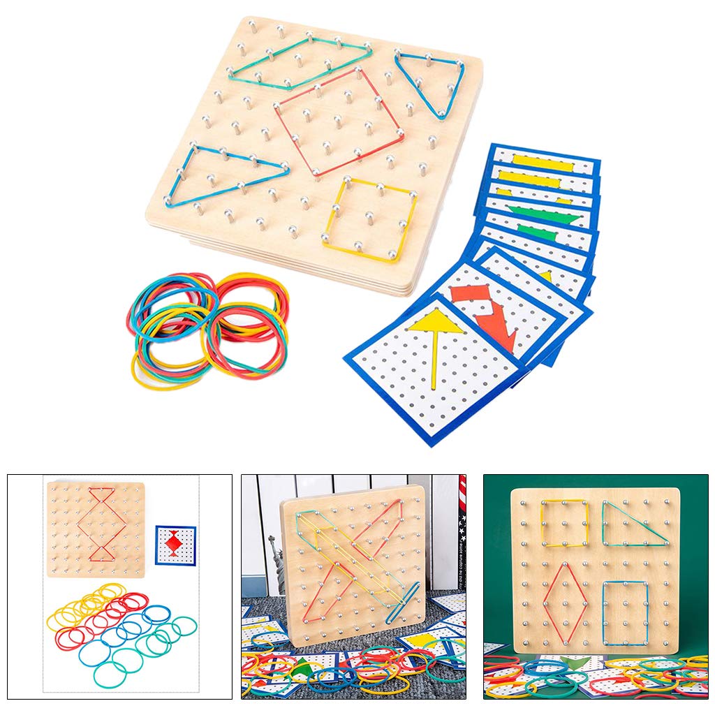 3 zestaw drewniany geoboard matematyczna manipulacyjna tablica graficzna edukacja