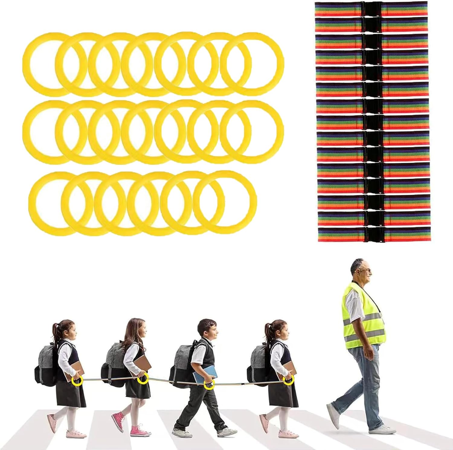 Walking Rope for Preschool - 12-Ring with Detachable Safety Line | Walking Line with Handle - Ease Teachers' Workload Efficiently| Safe Lineup & Play & Educational Aids