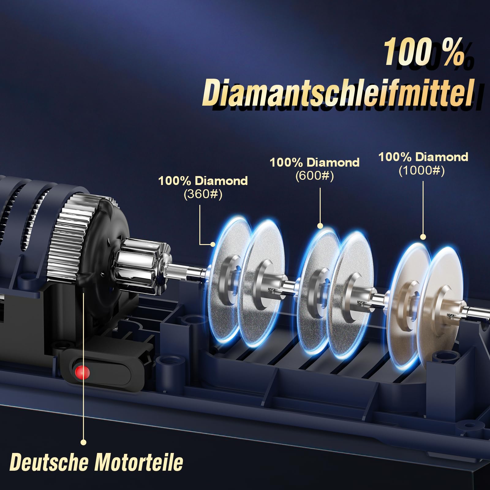 Professioneller Elektrischer Messerschärfer mit Diamant-Schleifmitteln und Präzisionswinkelführungen für Gerade Kanten und Keramikmesser, Blau