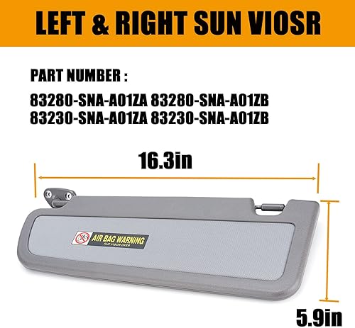 Miniatura 4 de Visera solar del lado izquierdo del conductor y del pasajero derecho compatible con Honda Civic 2006 2007 2008 2009 2010 2011 reemplaza #