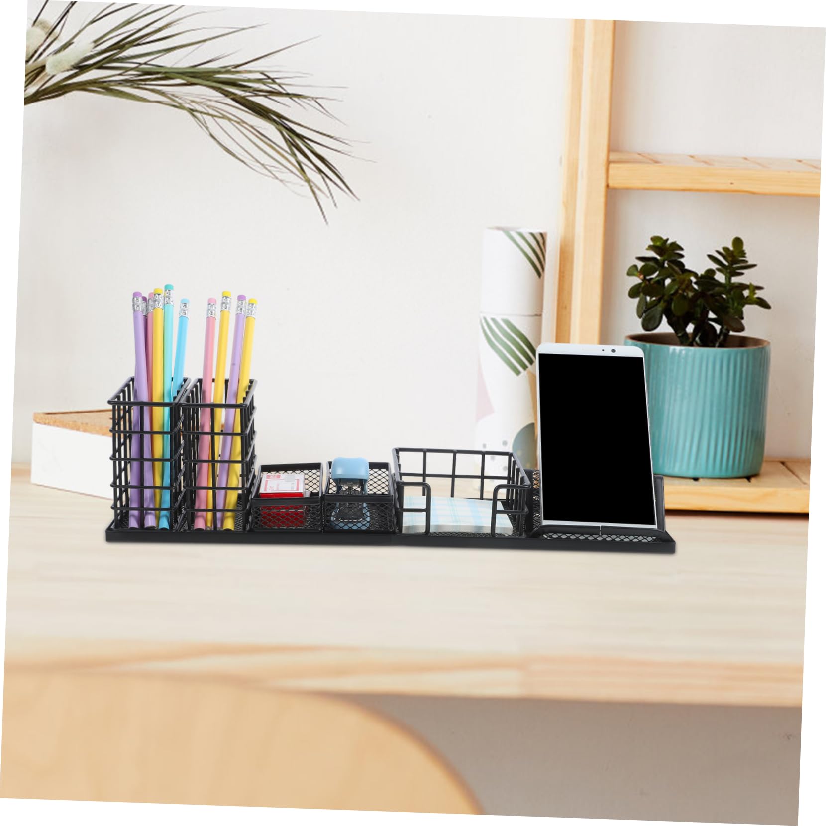 Ipetboom Organizer Scrivania Multifunzione Metallo Nero Cosmetici e Cancelleria con Scomparti Multipli per Ufficio e Casa e Facile da