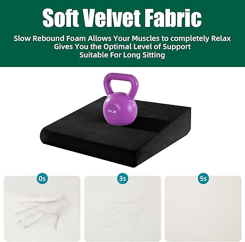 Miniatura 4 de HOMBYS Cojín de asiento reclinable de cuña para silla sentada larga, cojín para ancianos que se levanten, 5 pulgadas de grosor de 20 x 20 pulgadas,