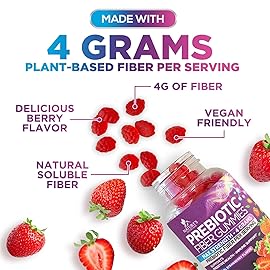 Fiber Gummies 4g - 3X Strength Daily Gummy Fiber Supplement for Adults and Kids, Prebiotic Gummy Digestive Health Support - Plant Based Soluble Fiber, Regularity & Digestion Support - 120 Gummies