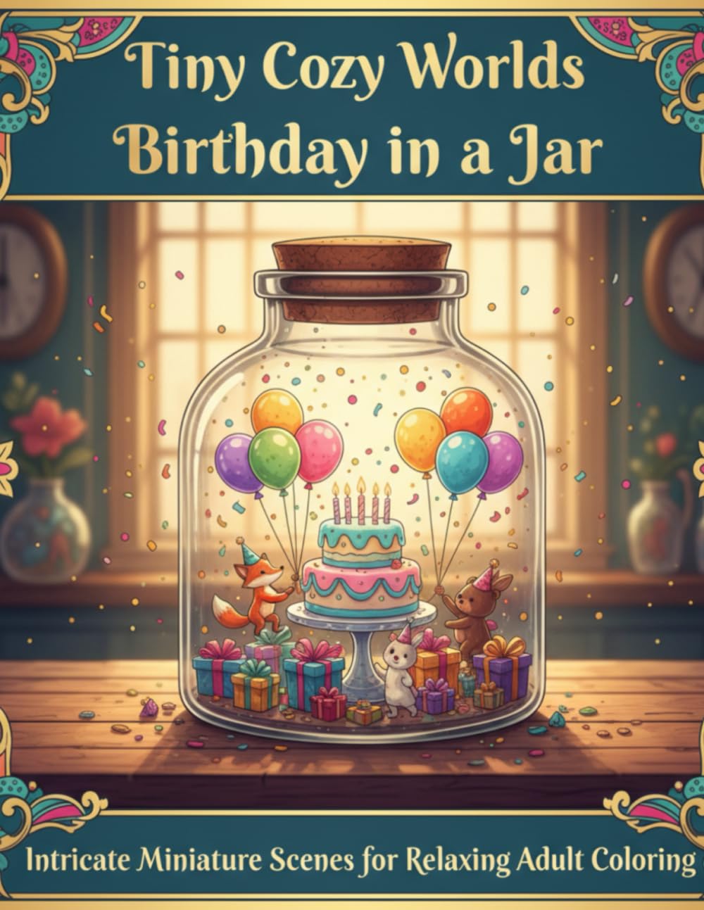 Tiny Cozy Worlds: Birthday in a Jar: Intricate Miniature Scenes for Relaxing Adult Coloring