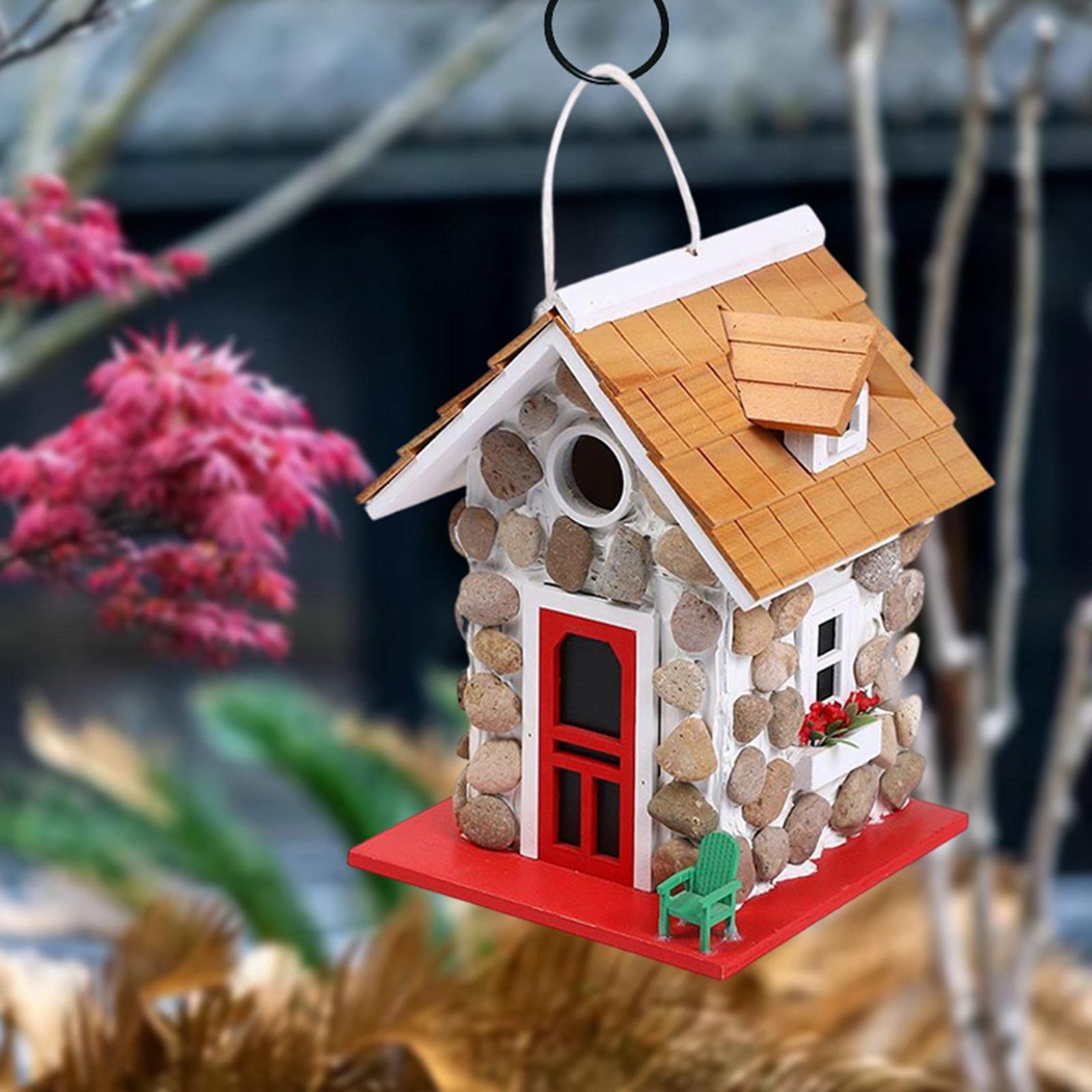 Kolibri-Nest aus Holz, Garten, Terrasse, dekoratives hängendes Vogelhaus für kleine Vögel wie Schwalbe, Bluebird Finken