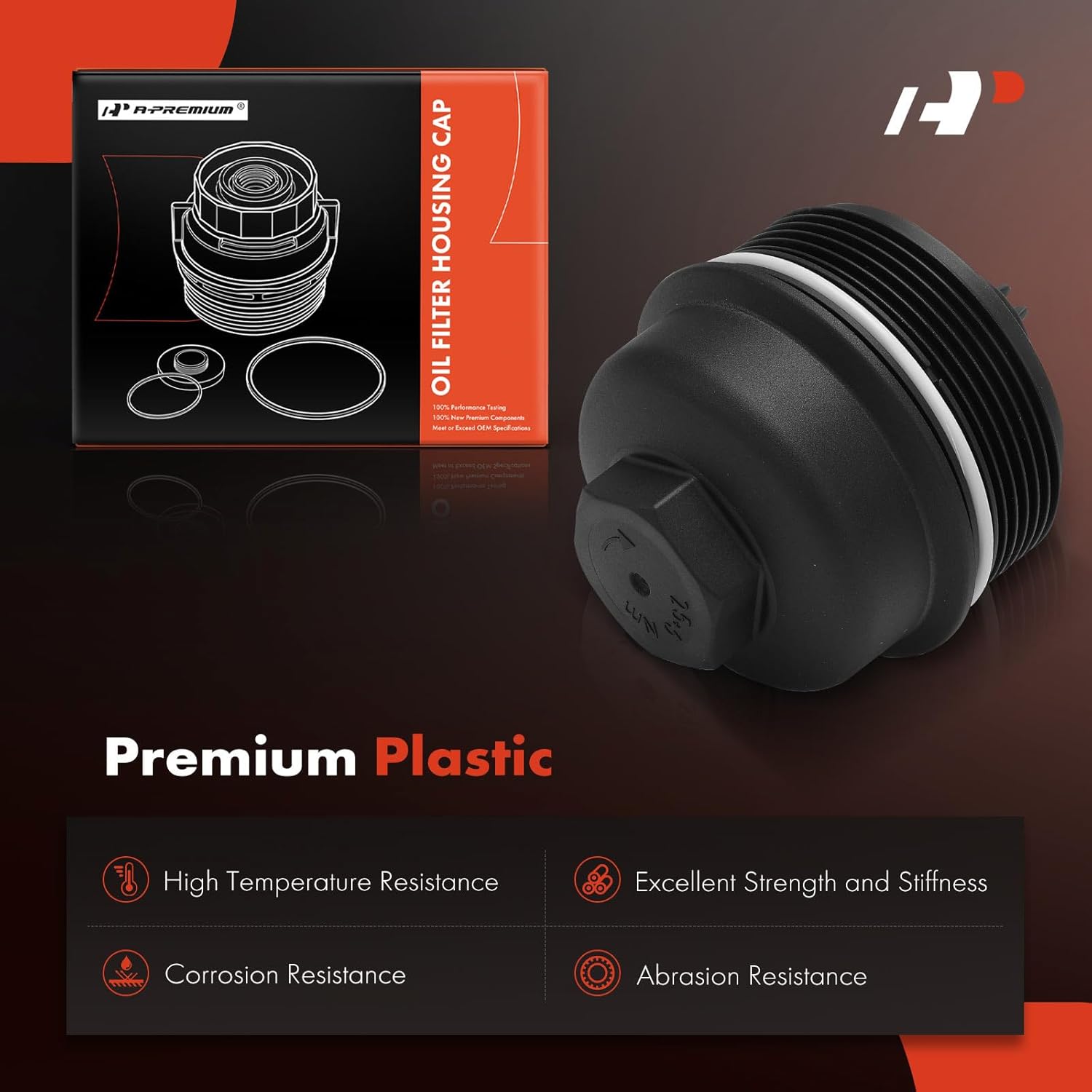 A-Premium Oil Filter Housing Cap Assembly Compatible with BMW 320i/320i xDrive 2013-2018, 120i 2010-2019, 118i 2012-2015/2018-2019, 1.5L 1.6L 2.0L, Oil Filter Housing Cover, Replace# 11427625483