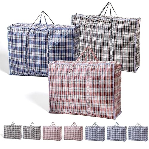 Evokk EXTRA LARGE Strong and Durable Laundry Bags | PACK of 10, Ideal for Laundry, Moving House Shopping-Storage, Reusable Store Zip Bag,Red, Black, Blue (Pack of 10, 80L x 60W x 1H)