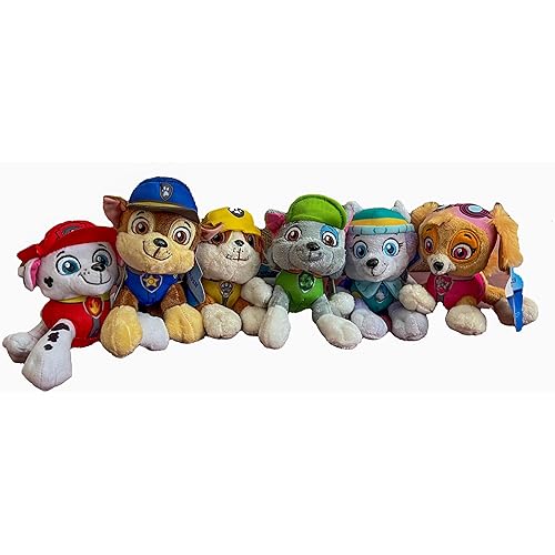 PAW Patrol 6" Plush Toy SET of 6 Characters Marshall Skye Everest Rocky Rubble Chase