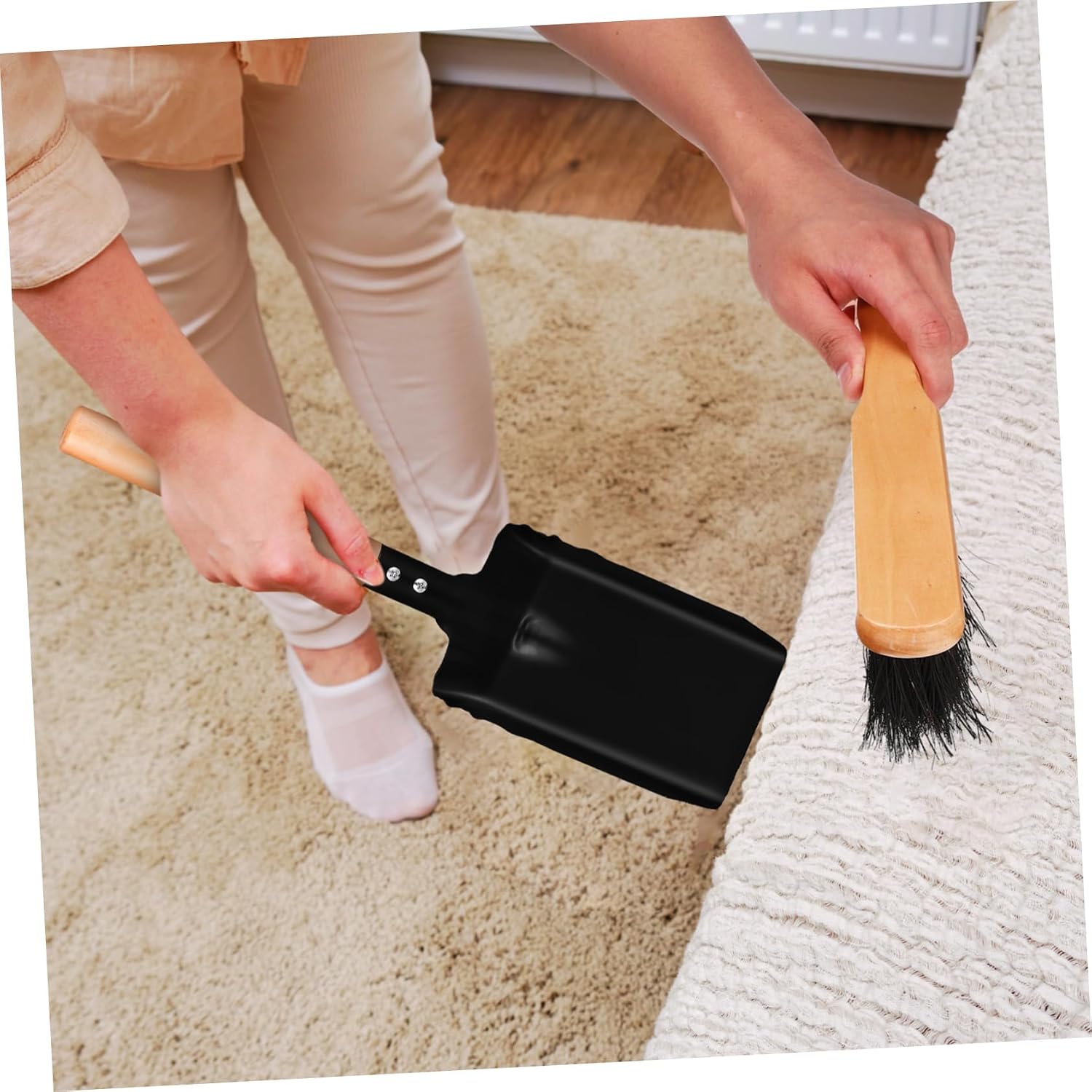 Fireplace Ash Shovel and Brush Set Compact Durable Tools for Hearth Cleaning and Gardening Ergonomic Non-Slip Handles Fire Pits Stoves and Small Plants