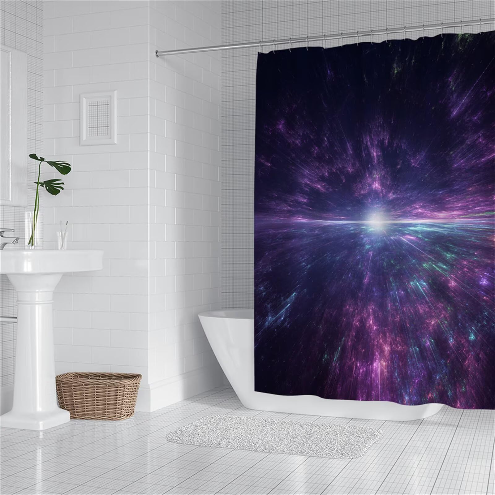 Rideau douche violet 100x180 imperméable rideau baignoire lesté yl-663