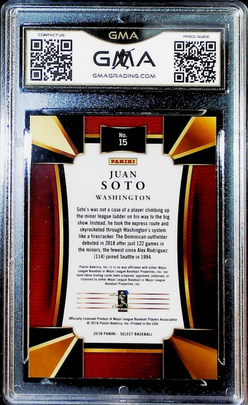 2018 Panini Chronicles Select Baseball #15 Juan Soto RC Rookie Card Washington Nationals PSA 10 GEM MINT
