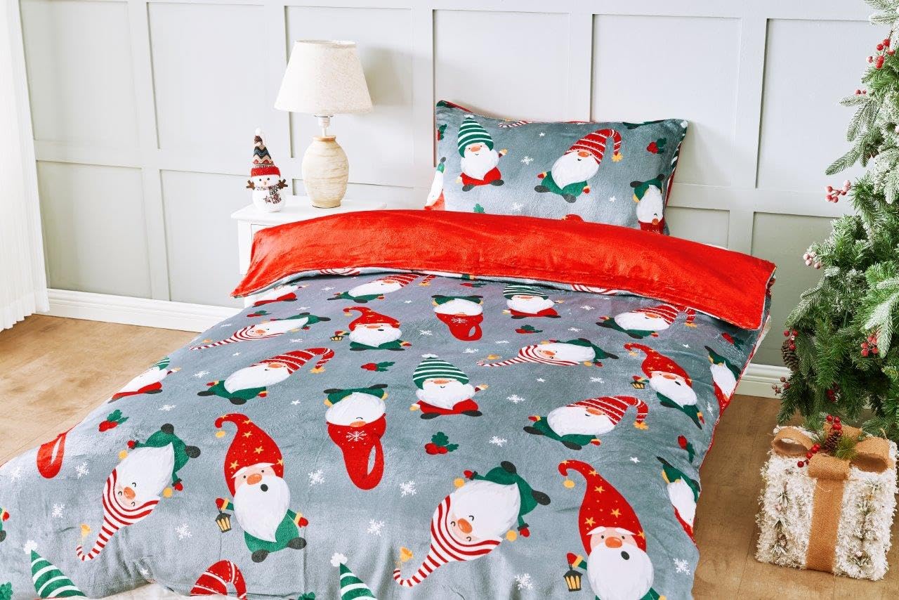 GC GAVENO CAVAILIA Christmas Duvet Cover - Teddy Fleece Bedding Single Bed Set With Pillow Case - Kids Quilt Cover Duvet Set - Breathable Xmas Bed Cover (135x200 cm) - Image 2