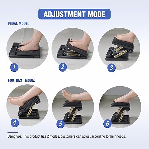 Miniatura 4 de Reposapiés ajustable con cojín de espuma extraíble, reposapiés debajo del escritorio con cuentas de masaje para automóvil, hogar, taburete de