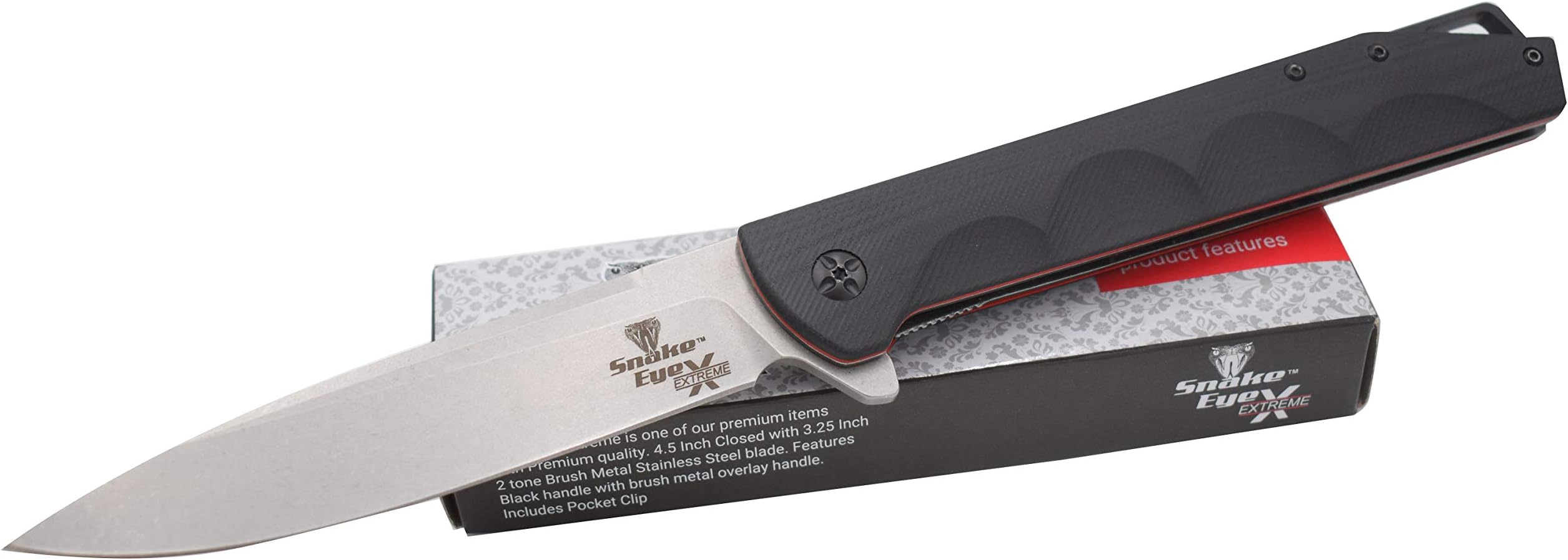 Snake Eye Extreme Collection Heavy Duty 2 Tone Durable Folding Knife - Smooth One Hand Opening Ball Bearing Pivot (1203)