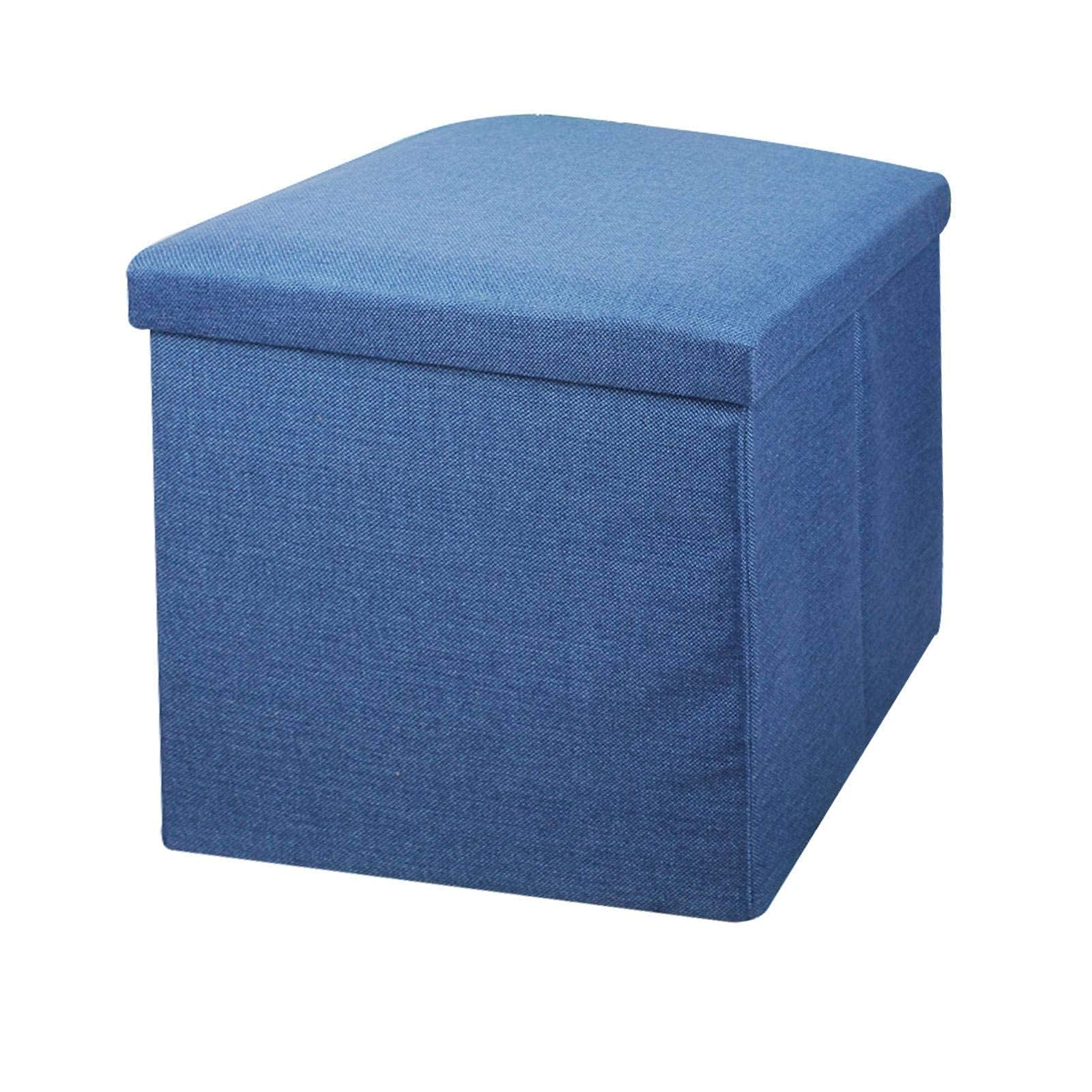 Pouf de rangement en lin saphir pliable pour désencombrer votre couloir