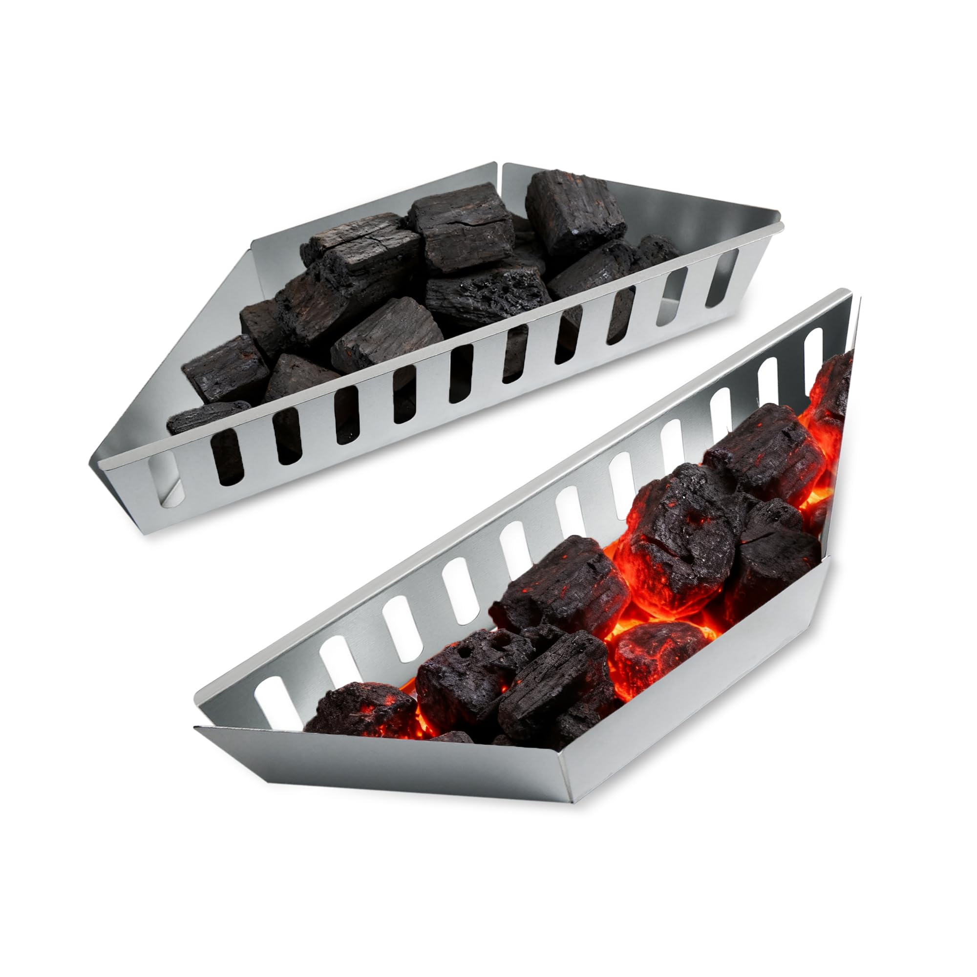 2 cestini per carbonella, ad alta temperatura, resistenza alla corrosione, diretto e indiretto, per bricchette, trucioli di legno, griglie