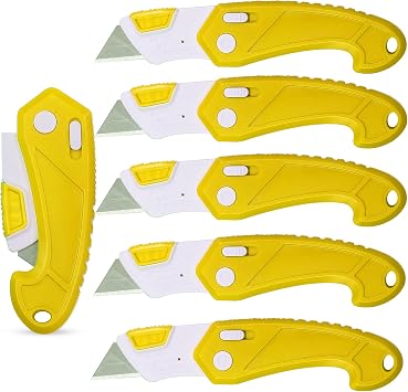 Lightweight Strong ABS Plastic Folding Utility Box Cutter Bright Yellow, 6