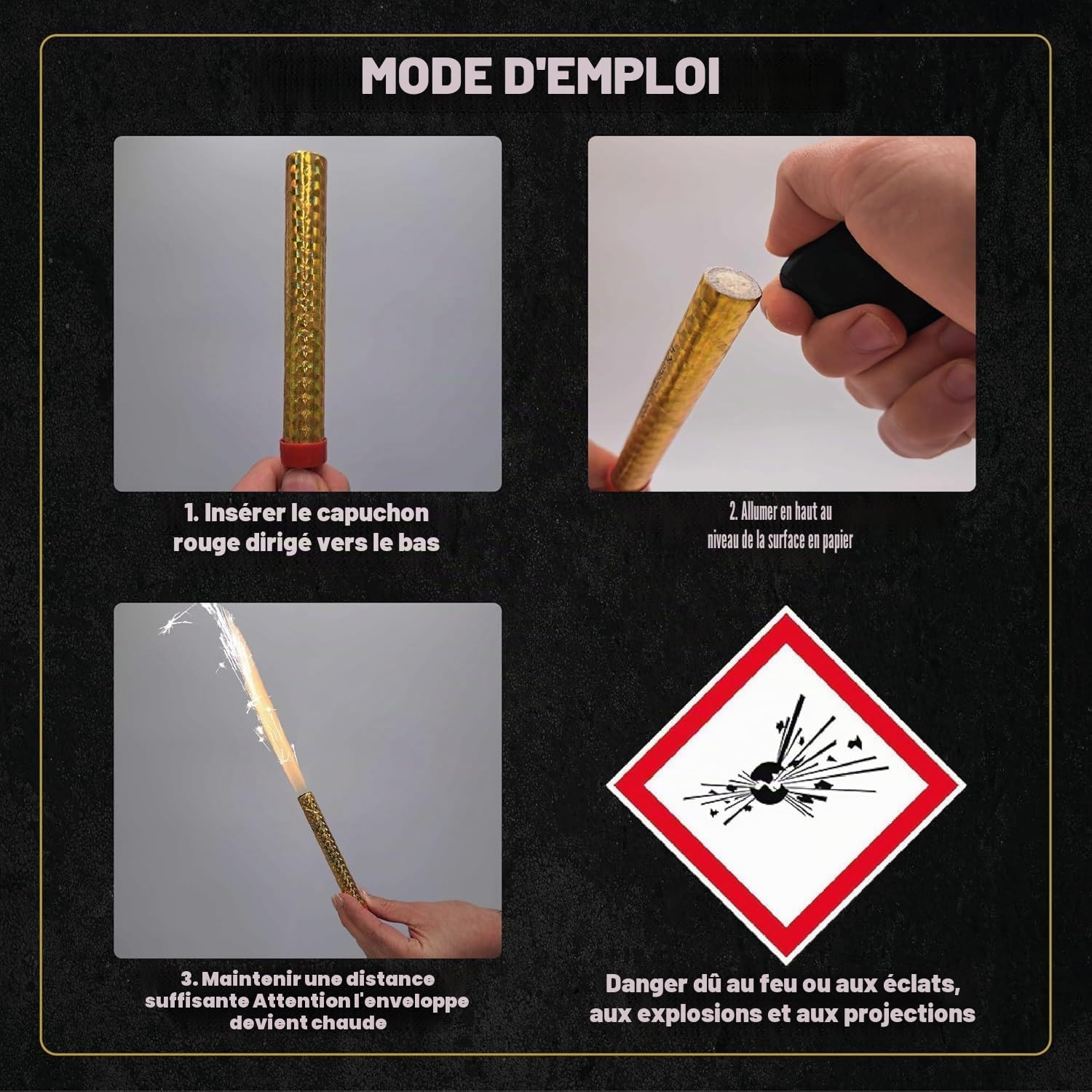 Lot de 180 bougies en fer 90 secondes H2i XL pour décoration de gâteau et de gâteaux + notre briquet h2i & eissterne/Fumée toutes saisons Kat F1