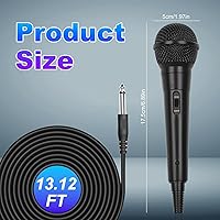 Vista 8 de Micrófono de mano con cable, micrófono vocal dinámico cardioide de mano dual con interruptor de encendido/apagado, cable de 13 pies, conector