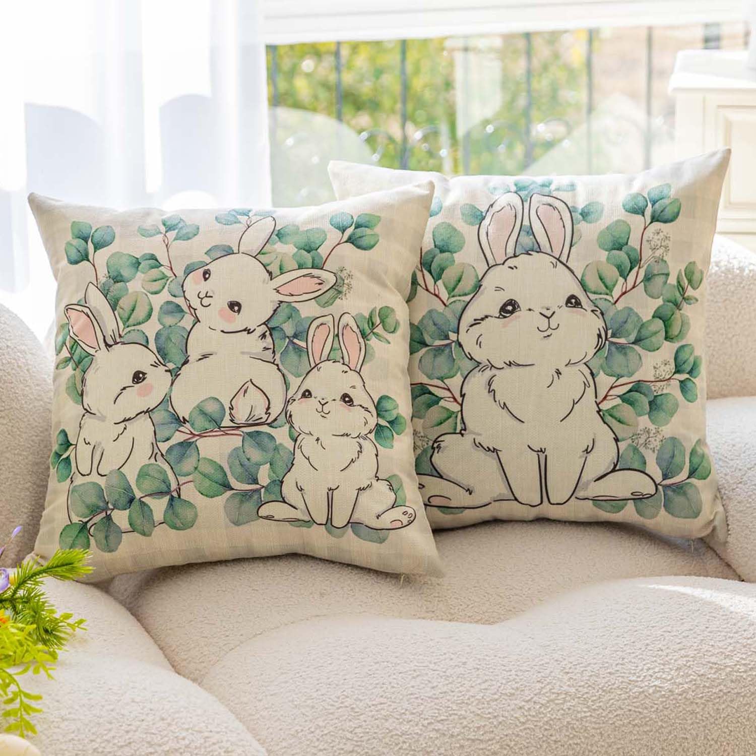 Set di 2 cuscini decorativi bianco e Rosa motivo Pasquale 45 x 45 cm Phlox