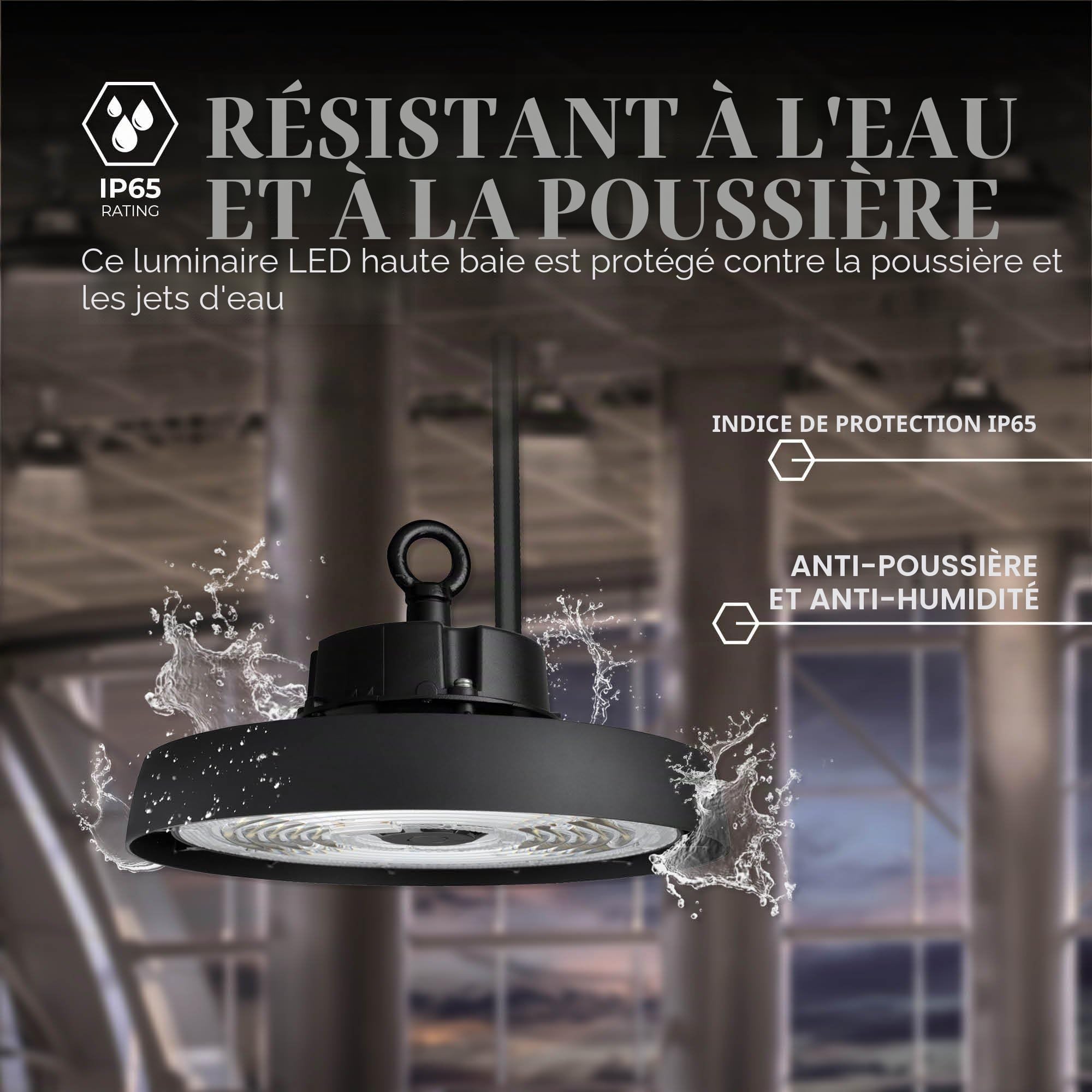 Ledvion LED High Bay Projecteur IP65 150W 192 lm 4000K 192lm dimmable | Pour entrepot atelier zone de production et salle de sport avec controle flexible