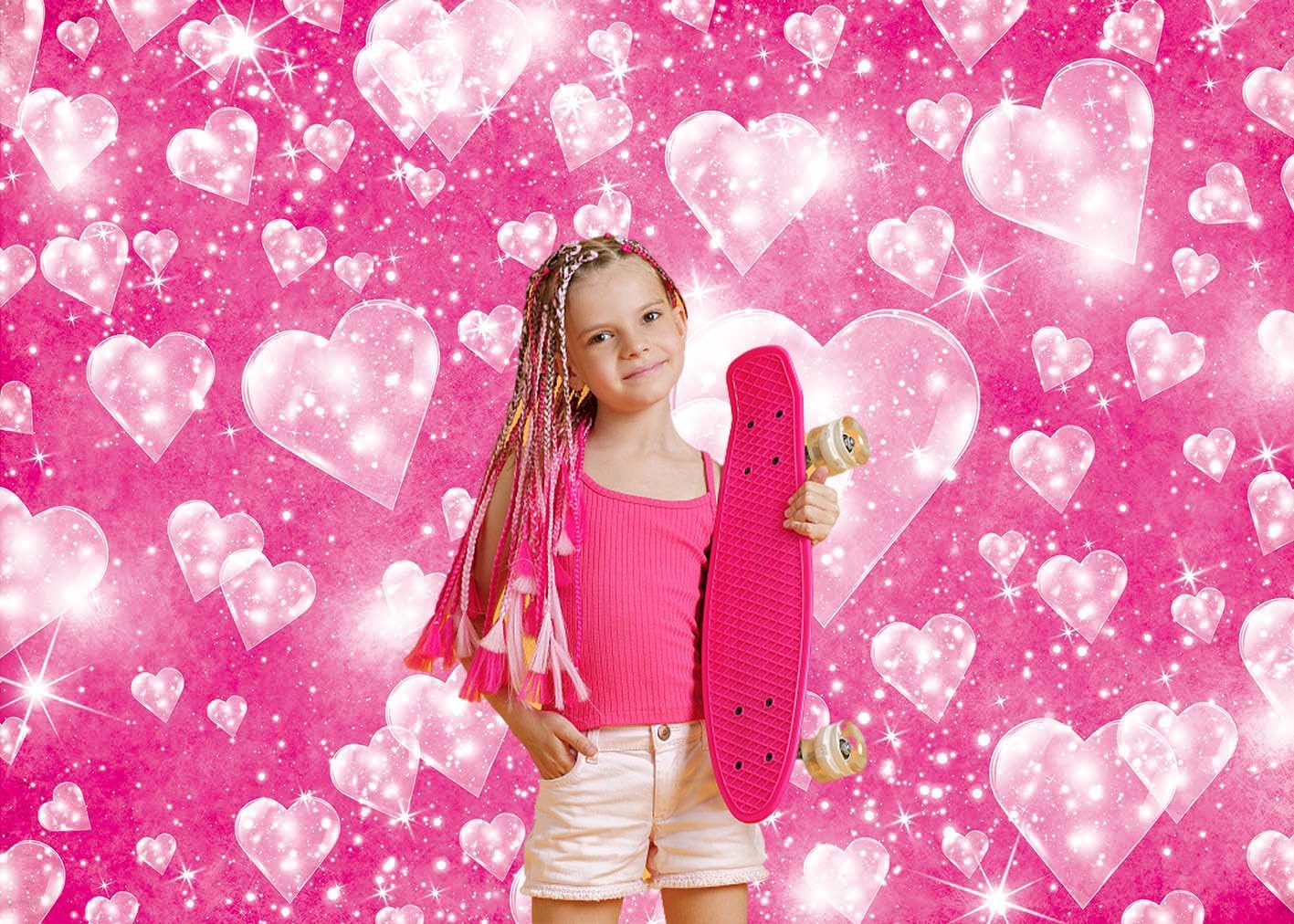 Pink Heart Backdrop 7x5ft Early 2000s Photography Background Sweet Y2K Girls Birthday Party Decorations Banner Photo Props