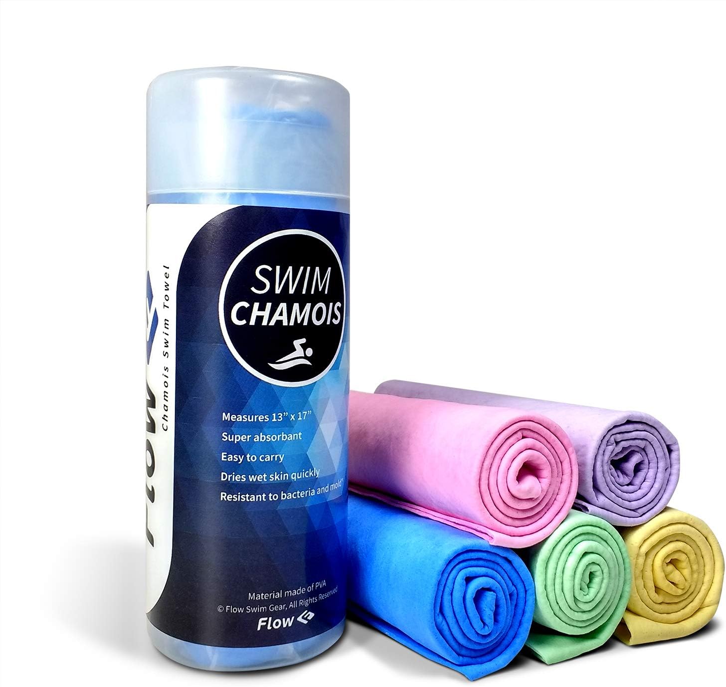 Flow Swim Chamois - Quick Dry Towel for Swimming, Diving, Triathlons, and Other Water Sports (Purple)