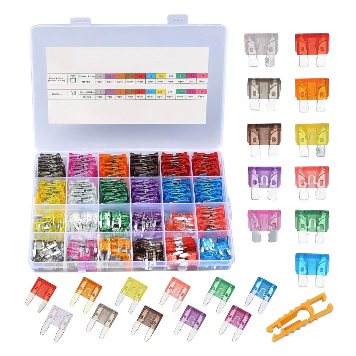 Car Fuse Assortment Kit, Mini & Standard Car Replacement Fuses (2A/3A/5A/7.5A/10A/15A/20A/25A/30A/35A/40A), Car Blade Fuses, Suitable for Cars, Trucks, SUVs, Boats-image-39
