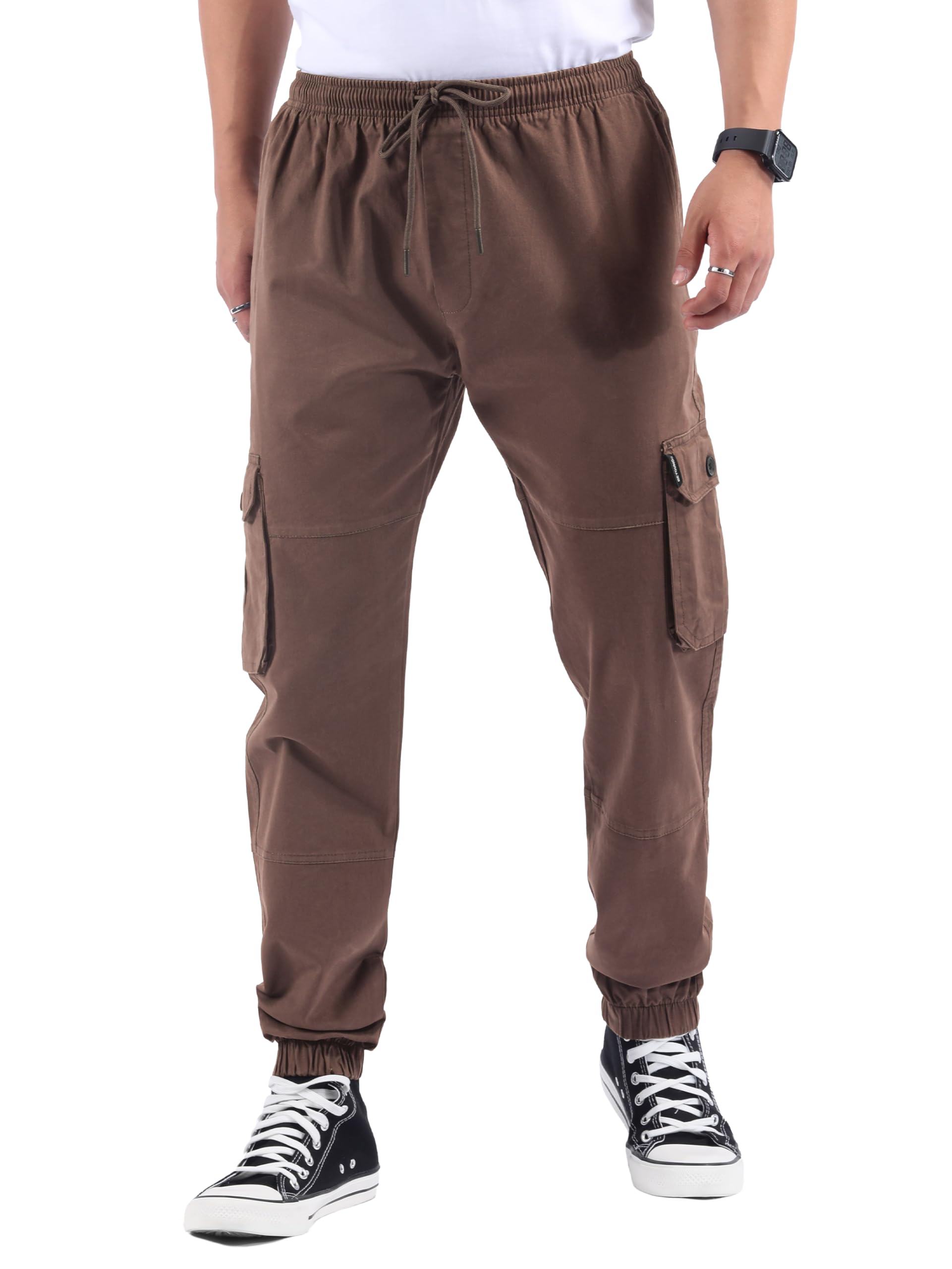 Cotton Regular Fit Heavy Gauge Cargo Joggers for Men | Ribbed Hem | Spacious Pockets | Track Pants | Elastic Waistband | Cargo for Men-image-37