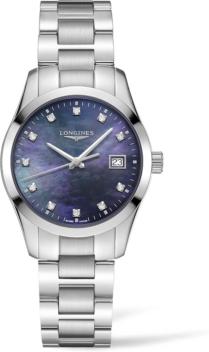 Amazon.com: Longines Conquest Classic Black Mother of Pearl Diamond Dial  Ladies Watch L23864886 : Clothing, Shoes \u0026 Jewelry