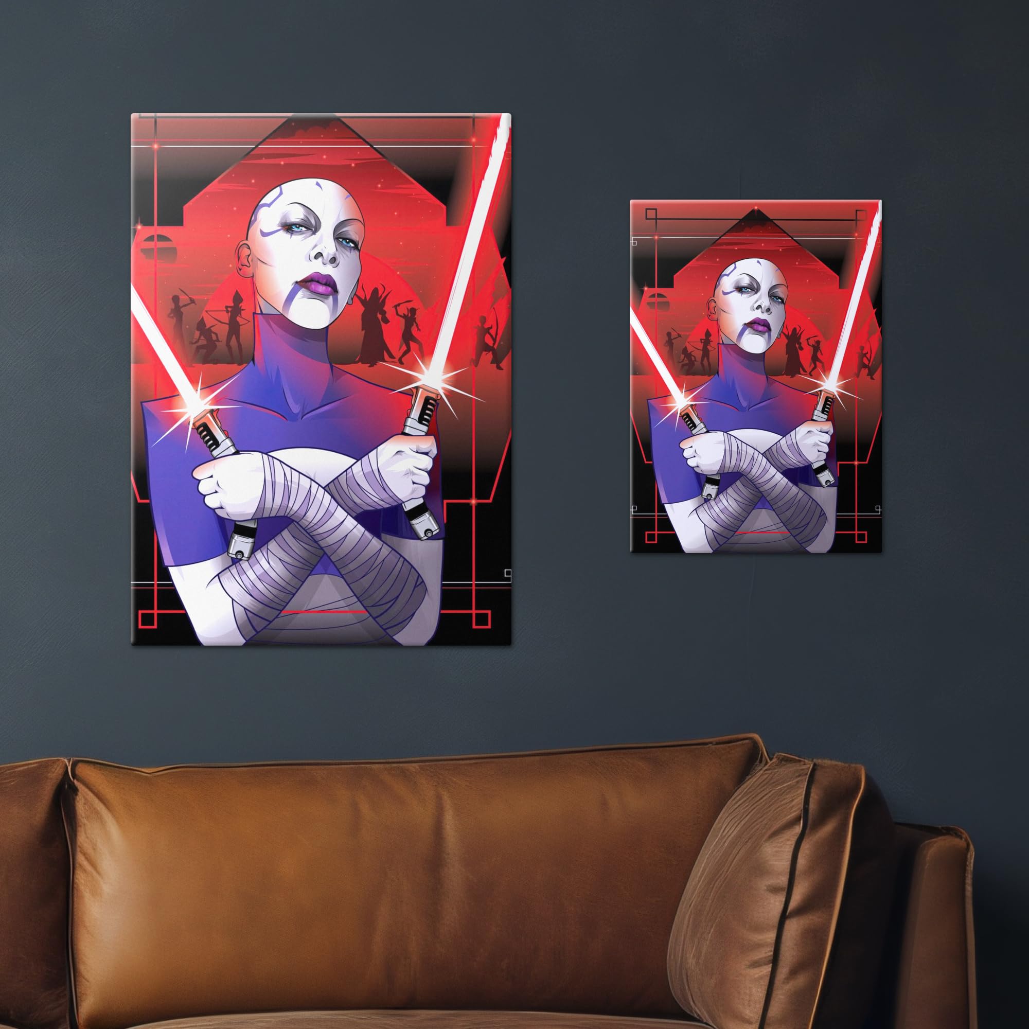 Displate Metallposter Star Wars Asajj Ventress Wanddeko Poster für Schlafzimmer Magnetische Befestigung 32 x 45 cm
