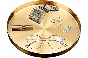 Decorative Gold Round Tray: Versatile Organizer for Vanity, Bathroom, and More