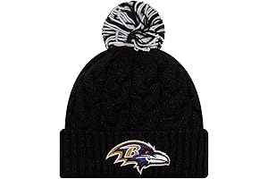 Baltimore Beanie: New Era Women's NFL Official Cozy Cable Knit Cuff Pom Beanie Hat