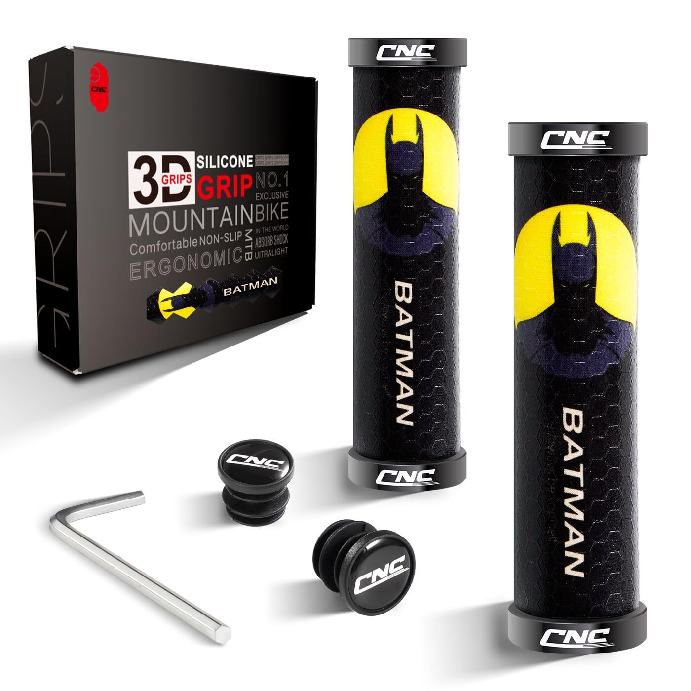 CNC Mountain Bike Handlebar Grips,Silicone Bike Grips for MTB/BMX/Bicycle-Double Lock on Locking Design Bicycle Handlebar Grips.