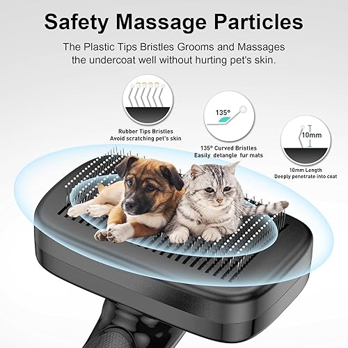 Miniatura 30 de Cepillo deslizante de autolimpieza para eliminar perros y gatos de pelo largo y corto, elimina el nudo suelto que se enreda, tapete de piel, cepillo