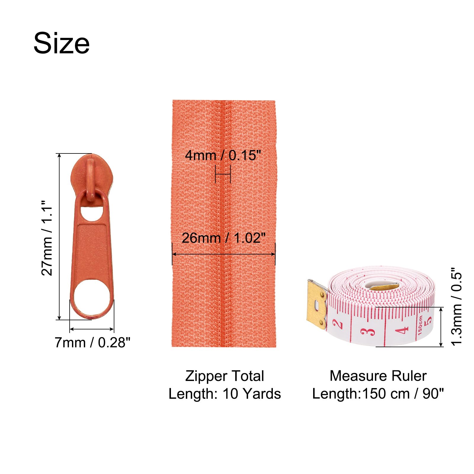 uxcell #3 10 Yards Nylon Coil Zippers - Image 2