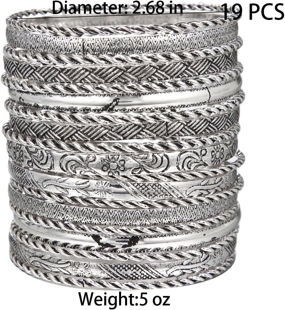 19Pcs Gold Bangle Bracelets Set for Women Boho Multi Layer Stack Textured Bracelets Indian Chunky Bangle Bracelet for Women Teen - Image 6