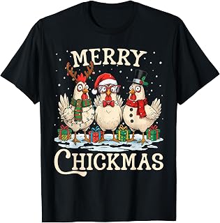 Chicken Christmas Santa Hat Merry Chickmas Xmas Farm Animal T-Shirt