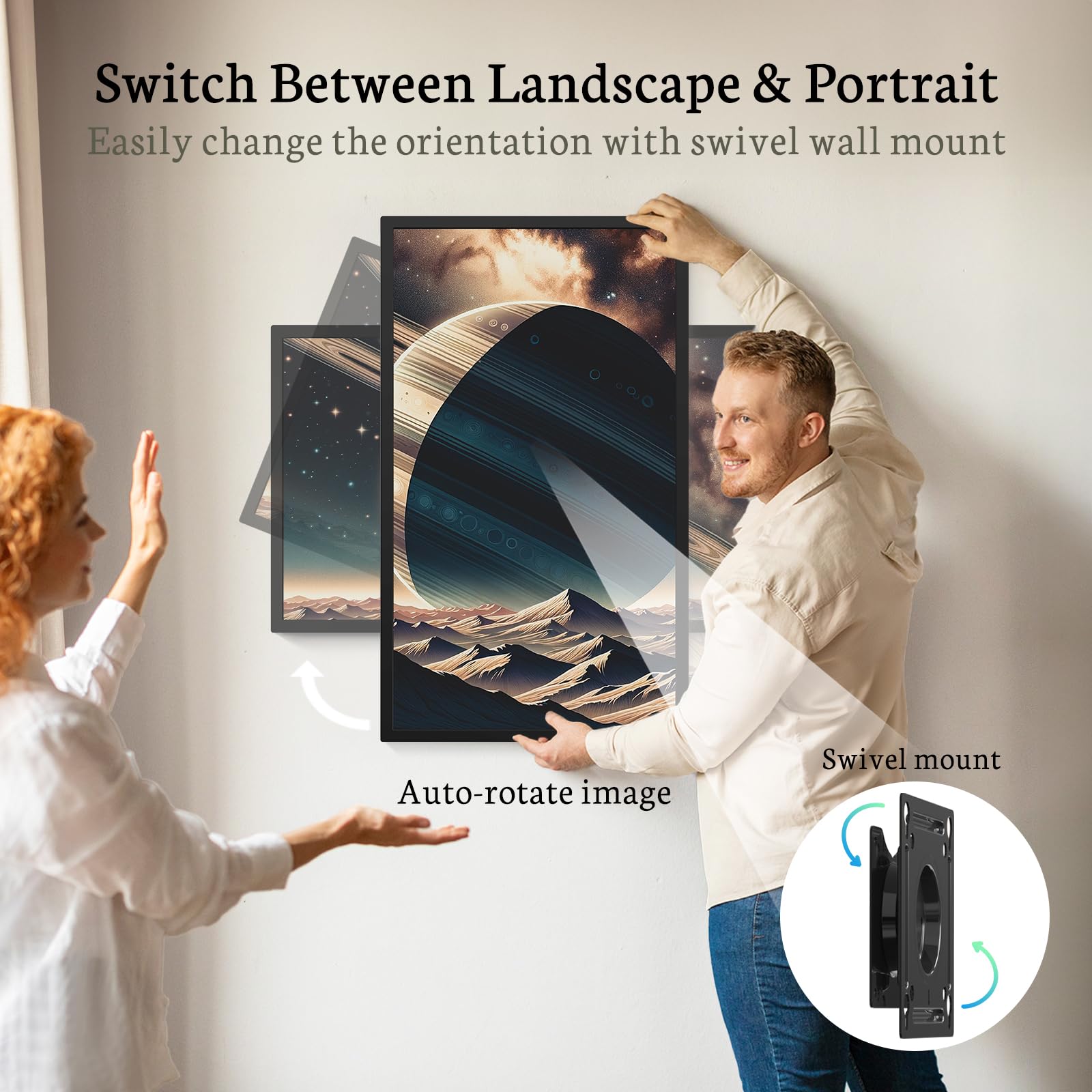 BSIMB Cornice digitale grande da 32 pollici, touch screen 64 GB, 1920 x 1080 FHD, WiFi, supporto da parete incluso, condivisione di immagini/video tramite app/USB/SD, facile installazione, regali per