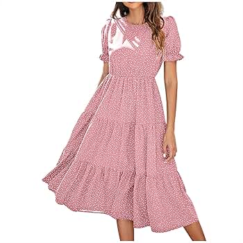 ワンピース Tiered Polka-Dot Long Dress Shop Tiered Polka Dot Maxi Dress - Sand Dunes - NISWA
