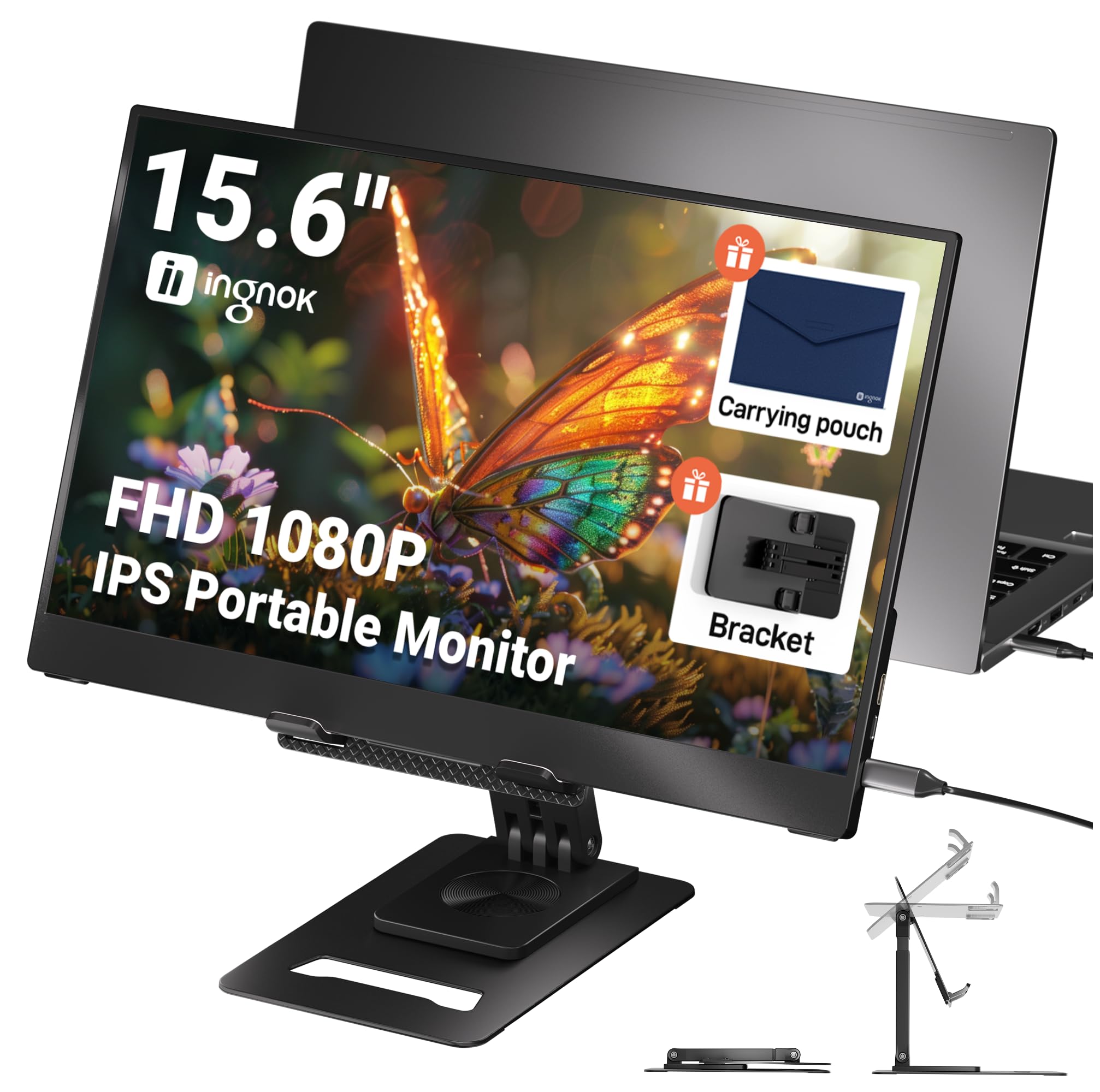 ingnok Portable Monitor 15.6インチFHD1080P Amazon.com: Ingnok 15.6