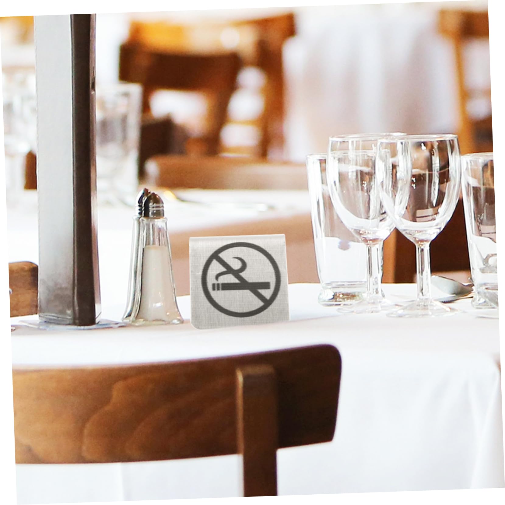 Cabilock 2-pack Stainless Steel No Smoking Sign Tabletop Nonsmoking Signboard Wedding Hotel Decor
