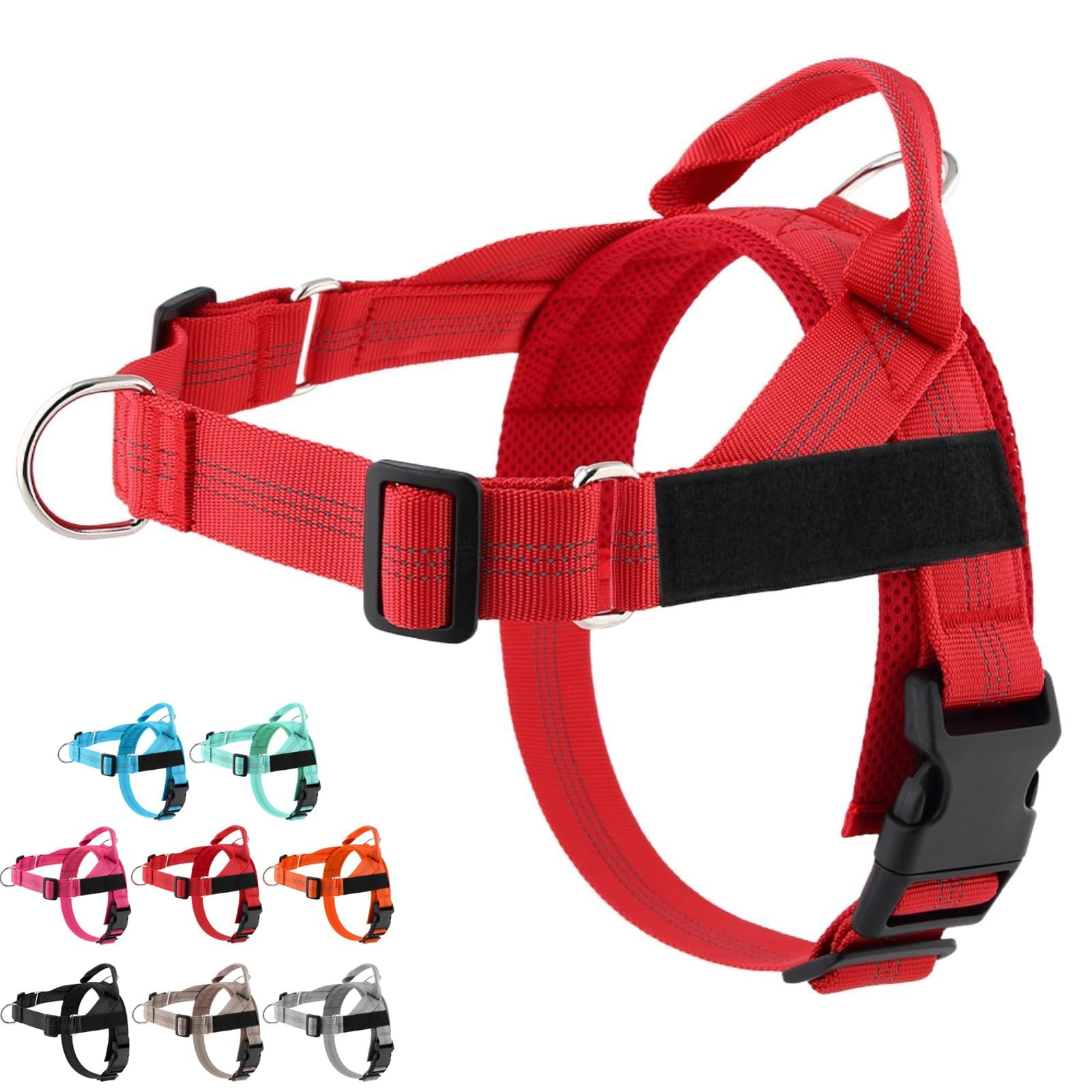 Pawly Lab Co Pettorina Cane Antitiro Regolabile e Riflettente Imbracatura Morbida da Passeggio Piccoli Medi (Rosso-A,L)