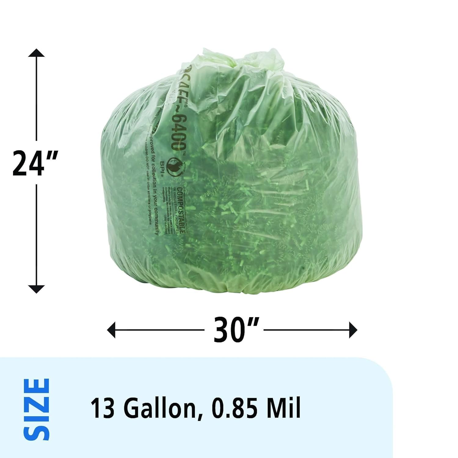 STOUT by Envision E2430E85 EcoSafe-6400 Compostable Bags (16x17") and EcoSafe-6400 CP1617-6 Certified Compostable Bag (Pack of 45)