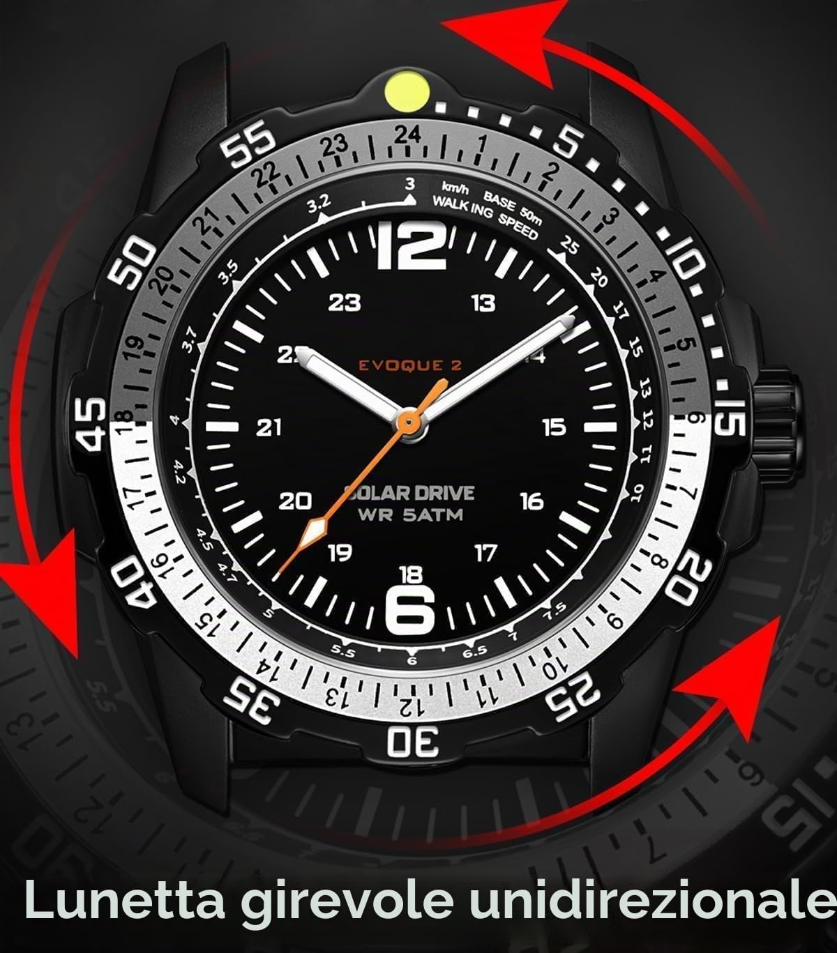 findtime Orologio solare da uomo, stile militare, analogico, sportivo, sportivo, impermeabile, tattico, alla moda, orologio da polso per uomo, lunetta girevole unidirezionale, cinturino in silicone