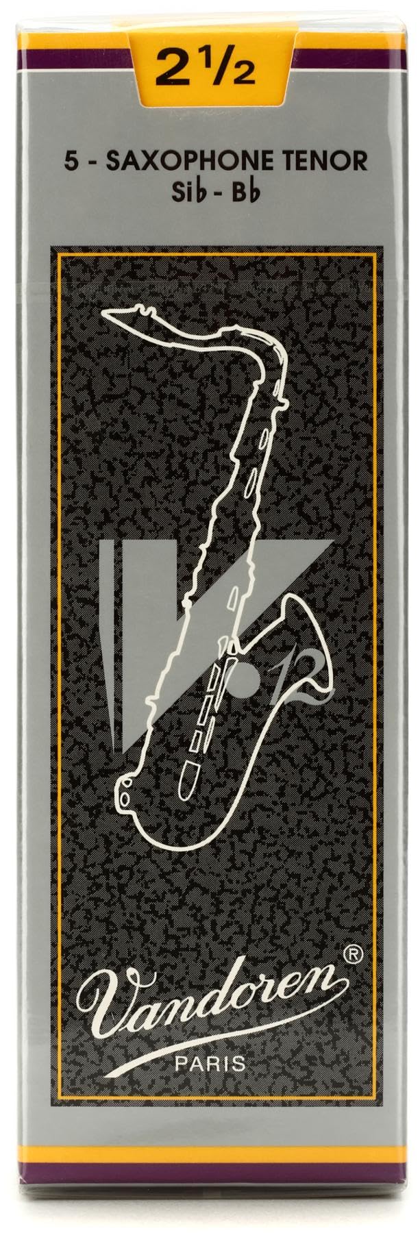 Boite de 5 anches Vandoren série V12 pour Saxophone Ténor - Force 2,5