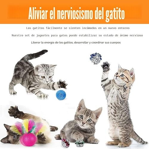 Miniatura 3 de 21 piezas de juguetes para gatos de interior: túnel plegable para gatos, varita interactiva con plumas, juguete de pelota para gatitos