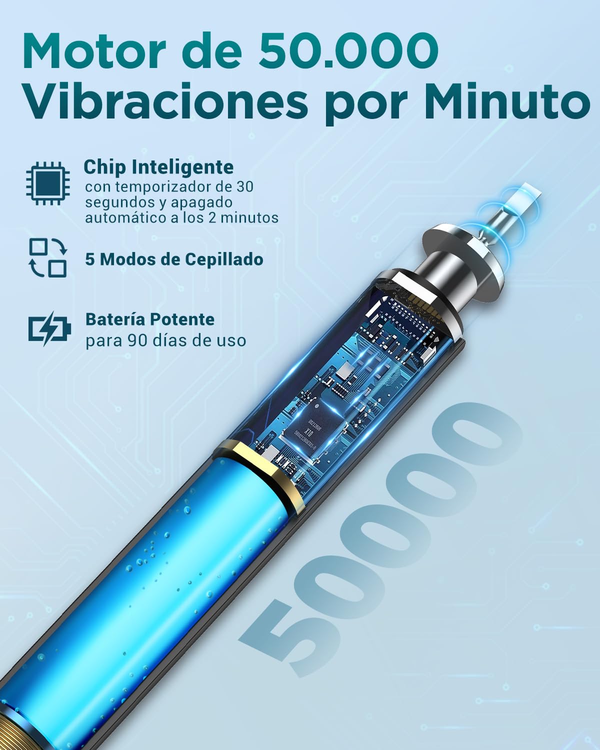 Cepillo de Dientes Eléctrico Sónico para Adultos - Cepillo Electrico Sónico con 8 Cabezales y Estuche de Viaje, 5 Modos, IPX7 Impermeable, Cepillo Dientes Electrico de Viaje Recargable, Negro — view 9