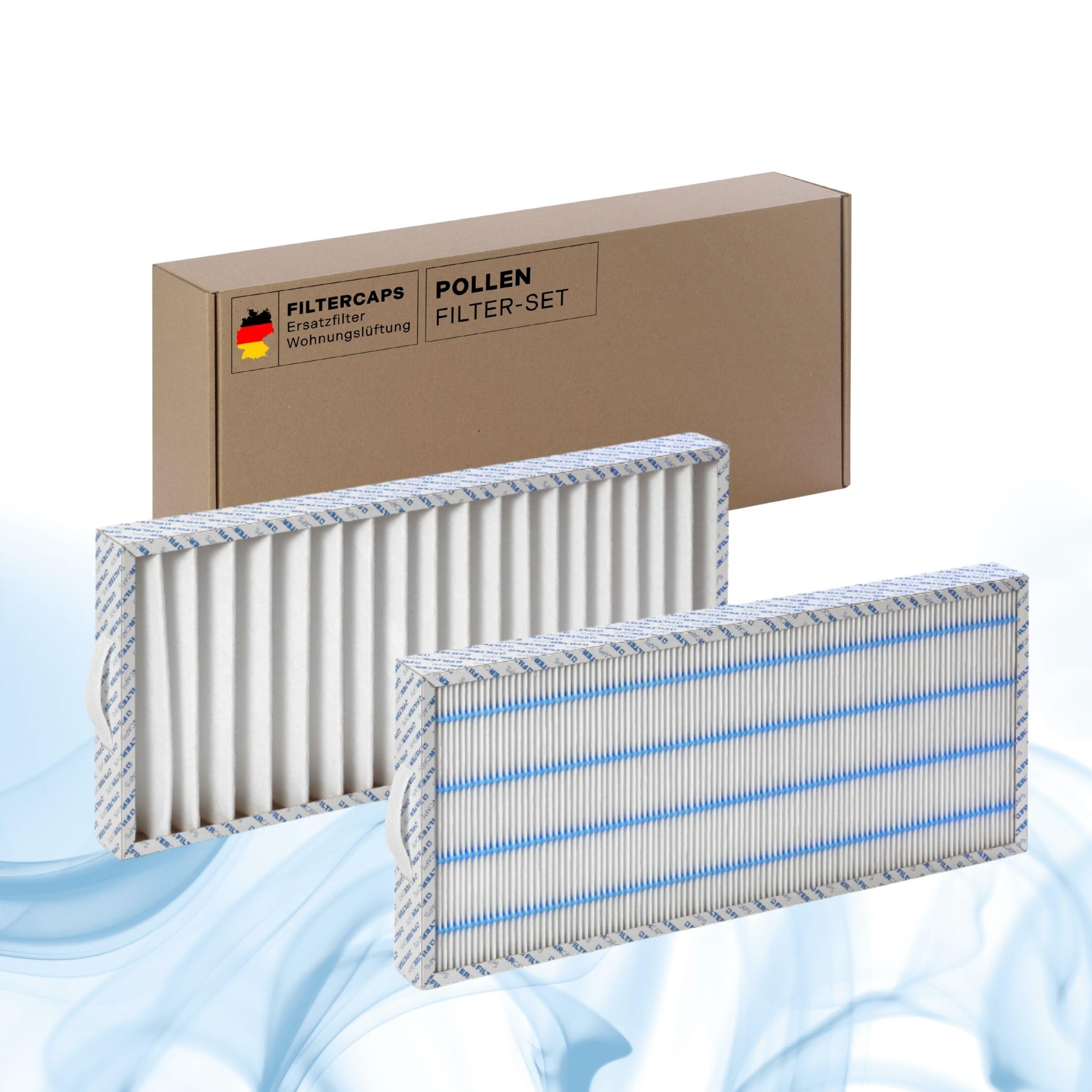 Filter für Proxon-Zimmermann FWT1, FWT2, P1, P2 - Ersatzfilter-Set, ersetzt P0153/95, Luftfilter für KWL-Lüftungsanlage, Wohnungslüftung, 500 x 225 x 45 mm (G4/F7)