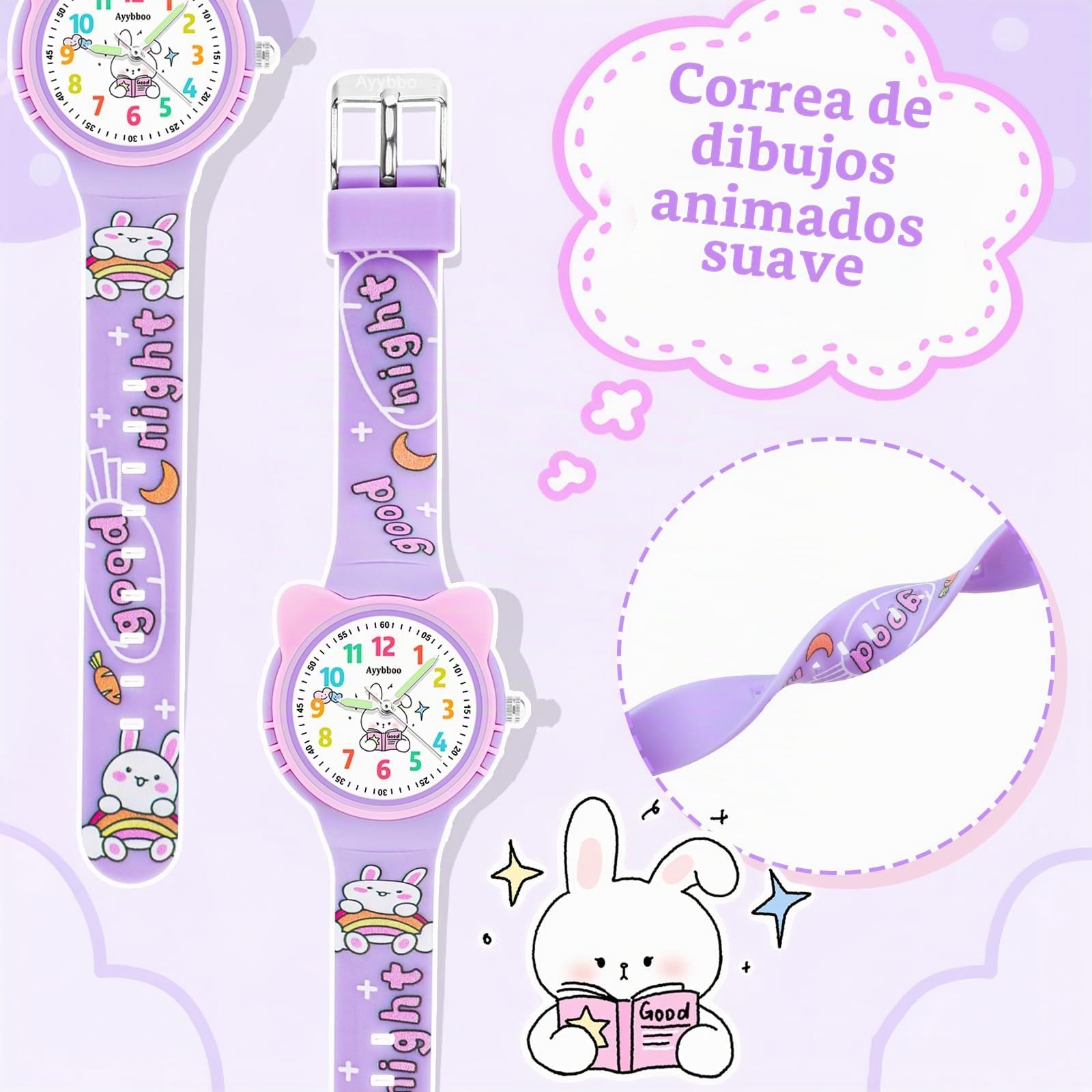 Reloj Niño,Analógico Educativo Infantil para Aprender la Hora,Resistente al Agua 3ATM,Correa de Silicona Suave,Fácil de Leer, Niños Niñas 4-12 Años